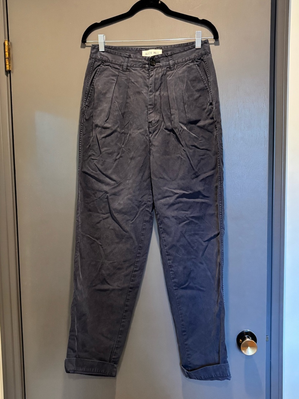 Alex Mill Navy Pleated High-Rise Trousers